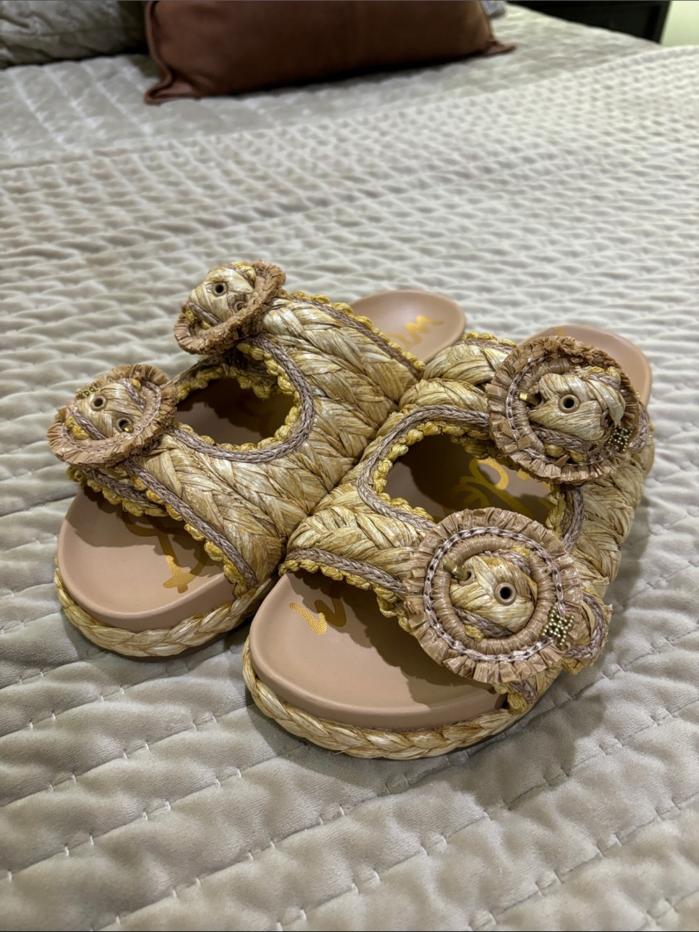 Sam Edelman Kids Braided Raffia Slide Sandals in Natural